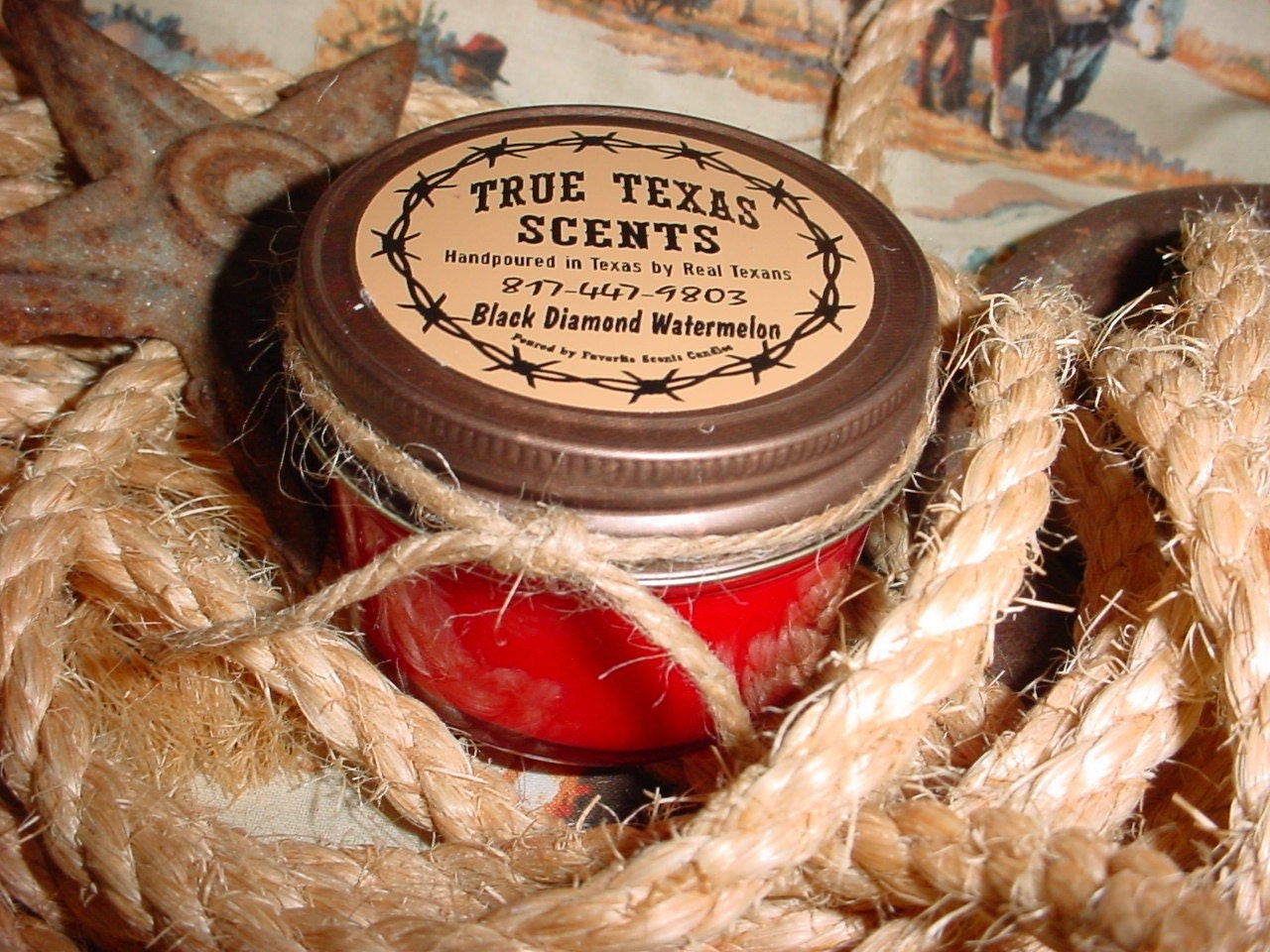 Remember the Alamo (Cherry Scent) - 4 oz western cowboy mason jar candle