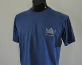 Super Soft Thin Vintage India Tee Taj Mahal Royal Blue Shirt Faded Tee Ladies Large Medium