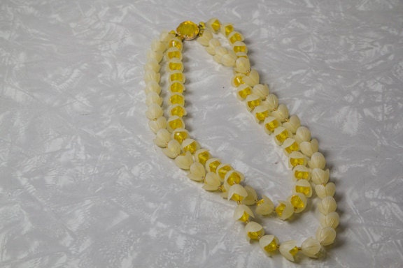 SALE - Vintage Costume Jewelry - yellow double strand