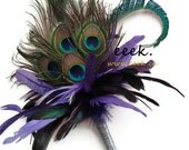 Peacock feather bouquet with purple feathers by eeek