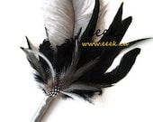 black and white feather wedding bridesmaids bouquet