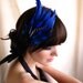 feather headdress facinator with striped feather coque and crystal