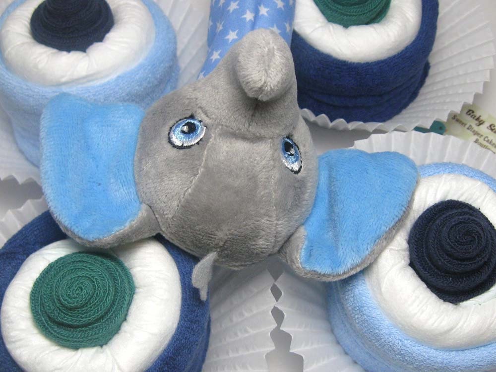 Elephant Diaper Cupcake Set - 11 Pieces