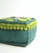 Embroidered Teal Green and Pink Wool Felt Pincushion