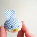 Handmade Decorative Wren in Blue and White Plaid
