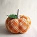 Orange Plaid Pumpkin Pincushion with Leaf