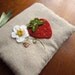 Summer Strawberry Hand Embroidered Zipper Pouch