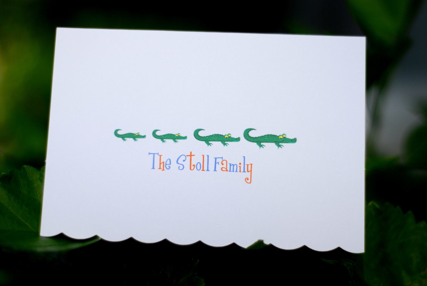 Custom Personalized Gator Family or any  Animal Themed Foldover Notecards