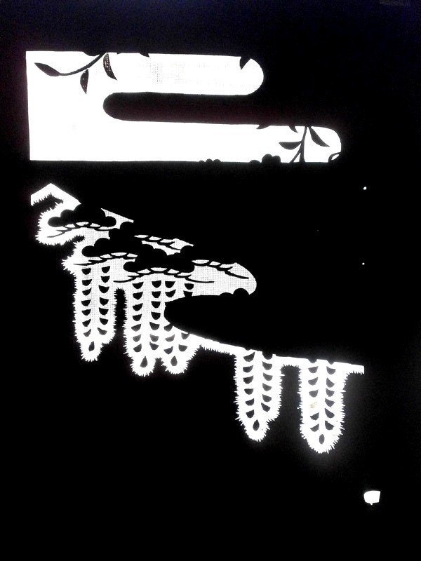 Vintage Japanese Stencil  Kimono Katagami Showa Period Pine Trees