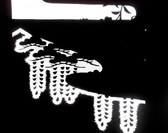 Vintage Japanese Stencil  Kimono Katagami Showa Period Pine Trees