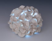 SALE White Pottery Tea Light Holder - Wedding Gift Idea  Decorative Art  Porcelain  Ceramic Sculpture Hydrangea Modern