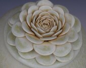 Green Ceramic Lidded Box - Lotus Flower - Decorative Modern Contempoary -Wedding Gift Idea