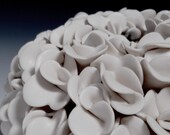Pottery Textured Hydrangea Vase - White pottery