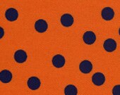 SALE 1 yard Fabric Finders orange/navy dots