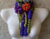 E Pattern Number 02 - Crochet Freeform Scarf Fashion Accessory - Corkscrew Stitch - Hyperbolic Flower Cowl - Necklace - Scarflette - Collar