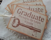 Graduation Key Vintage Inspired Tags Set of 6