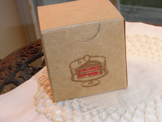 velvet cake kraft red Red Kraft Set 6 by Mini Boxes Cake of Velvet LazyDayCottage Favor