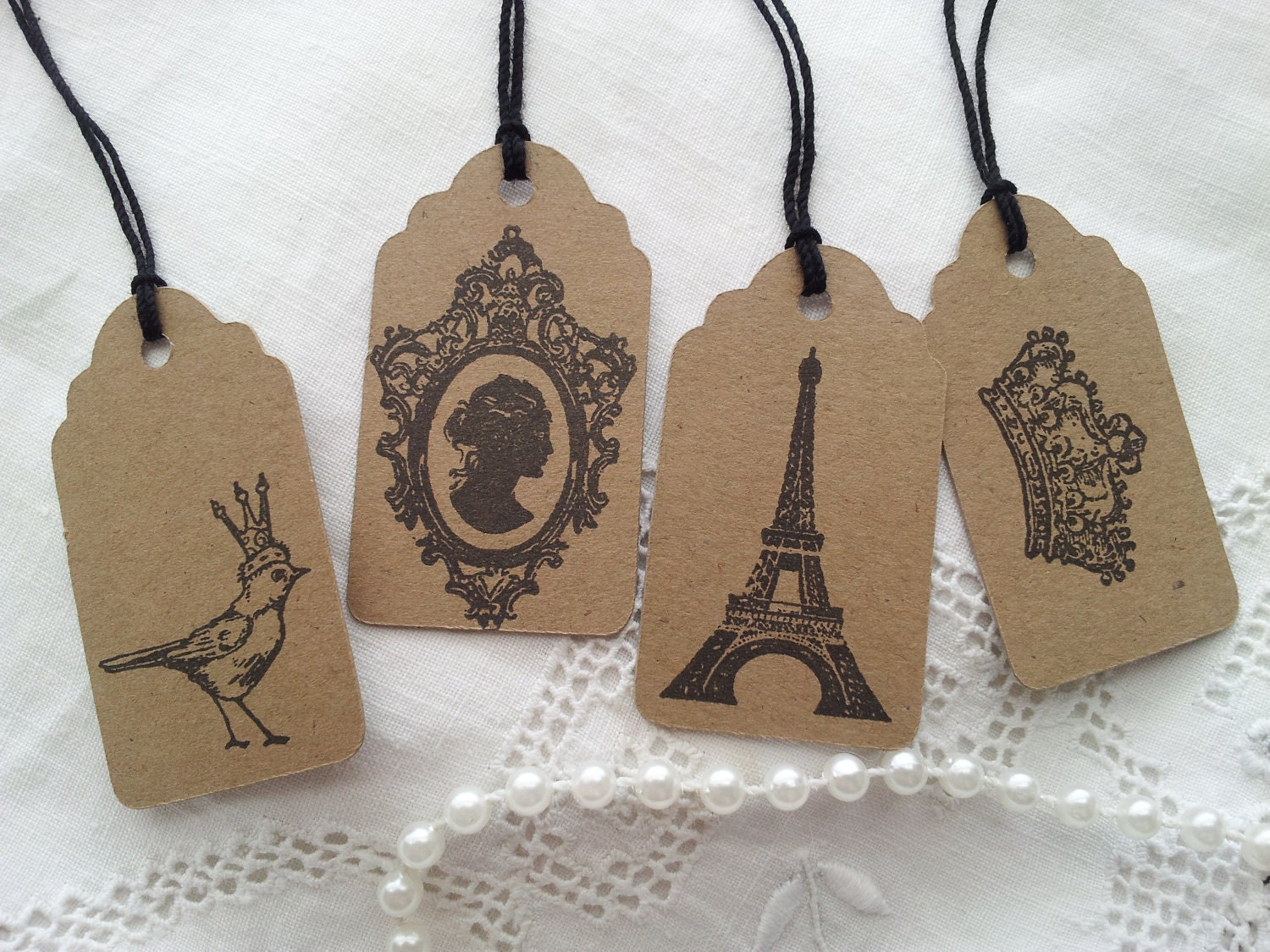 French Inspired Mini Kraft Tags Set of 20