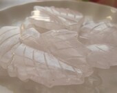 Natural Lightest Pink Rose Hand Carved Quartz Leaf  Focal Pendant Bead1PC