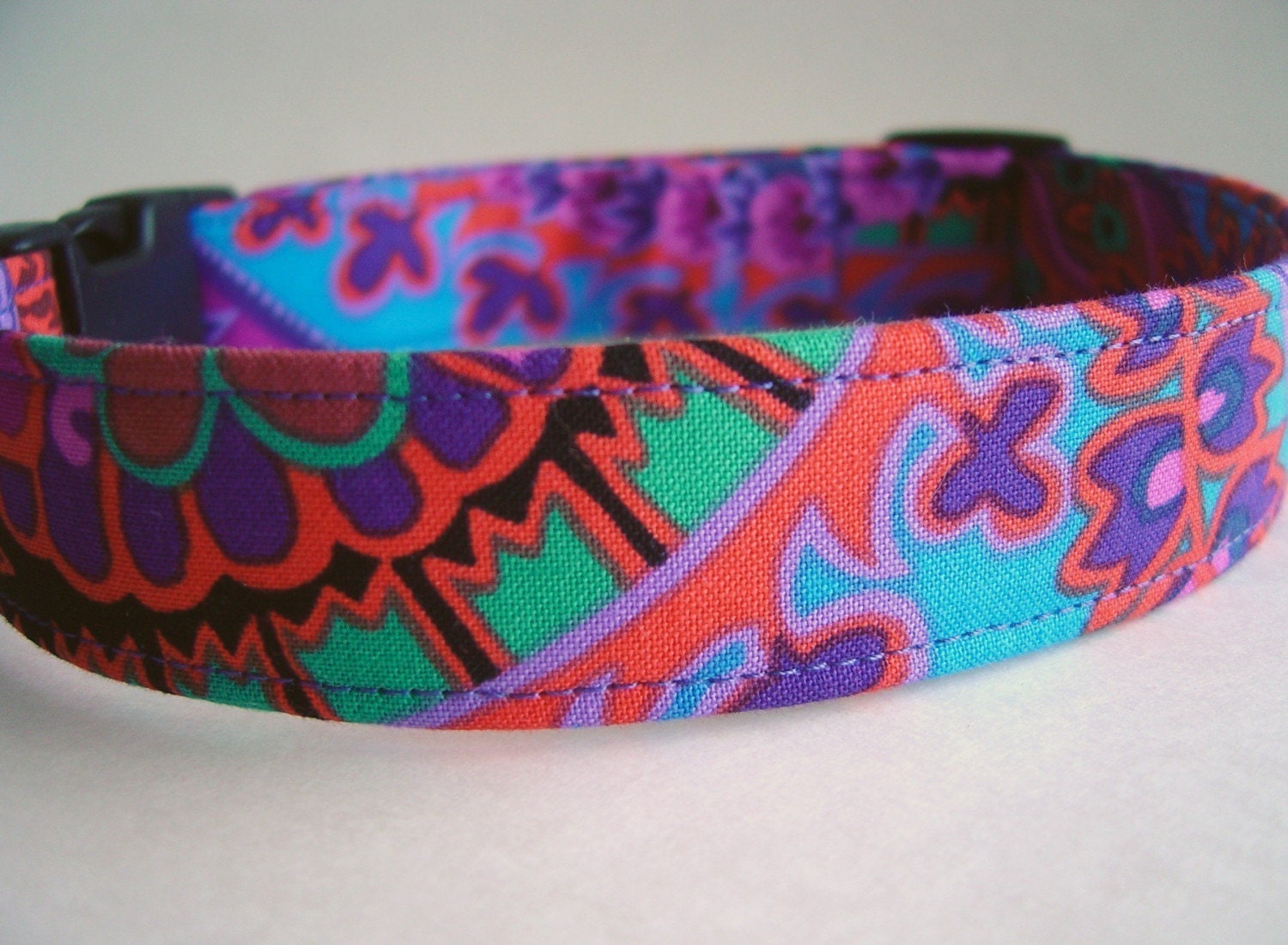 Dog Collar Custom Handmade- Kaffe Fassett Purple Paisley Jungle Fabric from PinkysPetGear on Etsy