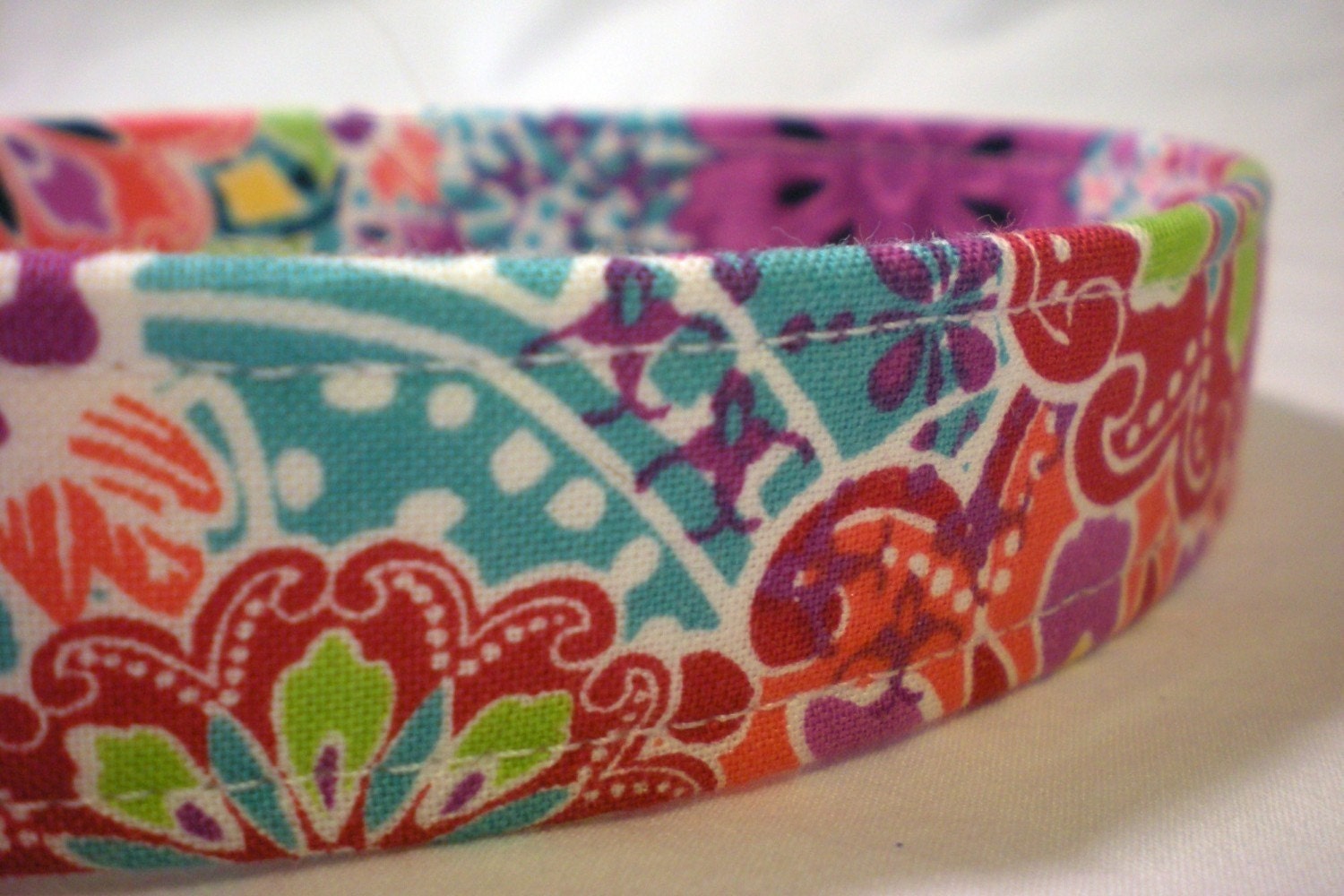 Dog Collar Custom Handmade- Calypso Pink Fabric from PinkysPetGear on Etsy