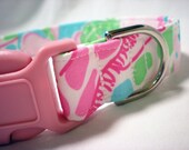 Lilly Pulitzer Pink Princess Patch Fabric Dog Collar Custom Handmade from PinkysPetGear on Etsy