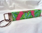 Lilly Pulitzer Pink Green Blue Rhino Fabric Key Fobs, KeyChains, Key Tags, Wristlet-Womens Accessories by PinkysPetGear on Etsy