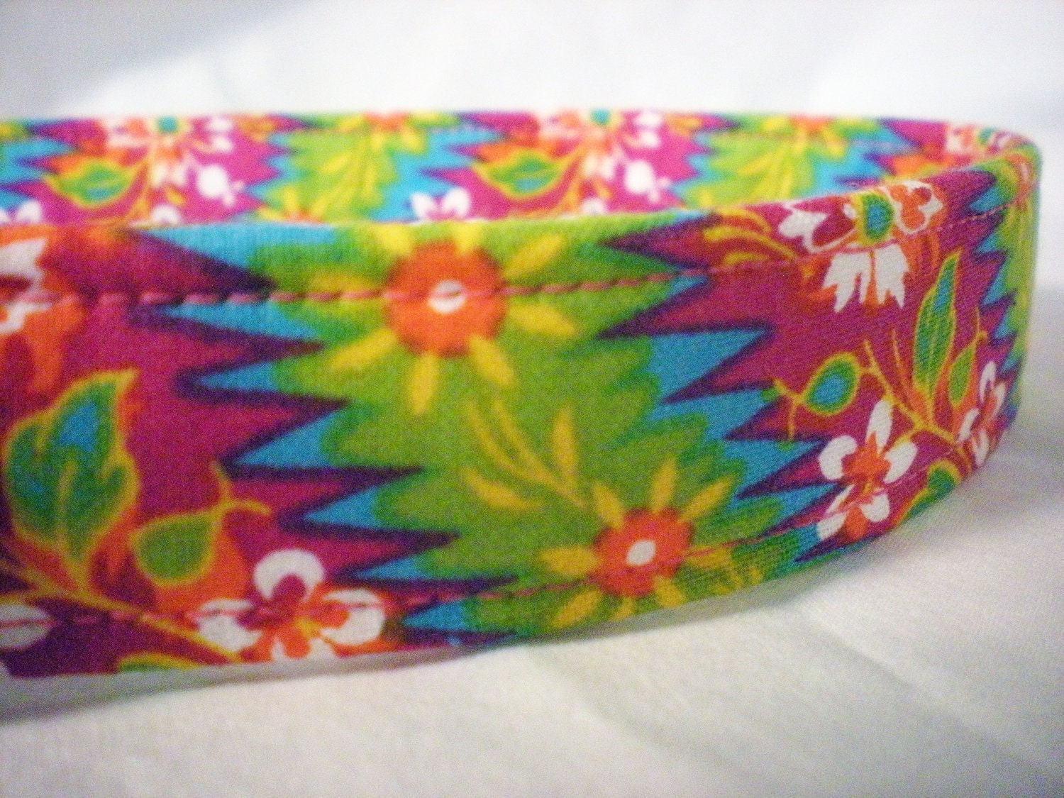 Custom Dog Collar Hot Pink Tropical Flowers by PinkysPetGear on Etsy