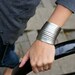 Silver Steel Leather Wrist Wrap Bracelet
