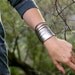 Silver Steel Leather  Wrist Wrap Bracelet