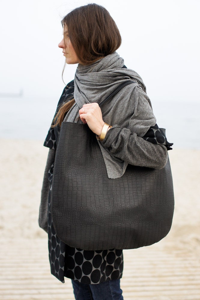 Gray oversized scarf