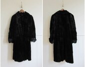 1930s vintage dramatic black fur coat