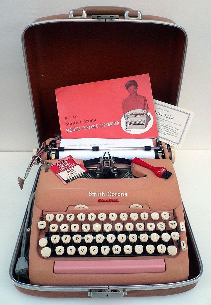 LAYAWAY-Tiffany. 1955 Pink Electric Typewriter with Case PROFESSIONALLY RESTORED