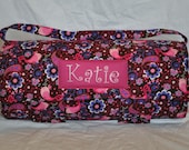 Nap Mat - Monogrammed Pink Songbird Nap Mat with Hot Pink Double-sided Minky Blanket