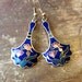 butterfly and flower / enameled dangle earrings