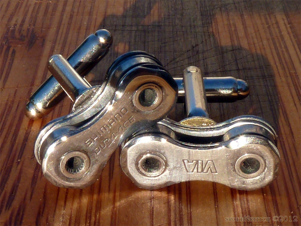 Cuff Links Mens Bicycle Chain Special Edition DURA ACE Bike Chain Upcycled - Cyclist Racer - Mountain Biker - Motorbike
