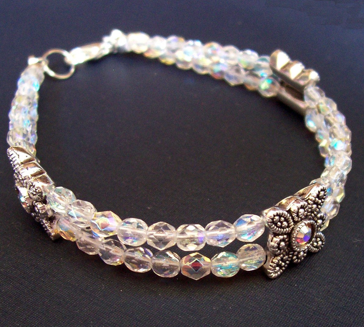 Bracelet Guinevere Bridal Swarovski Crystal, Czech Firepolish, Wedding Jewellery by dspdavey on Etsy