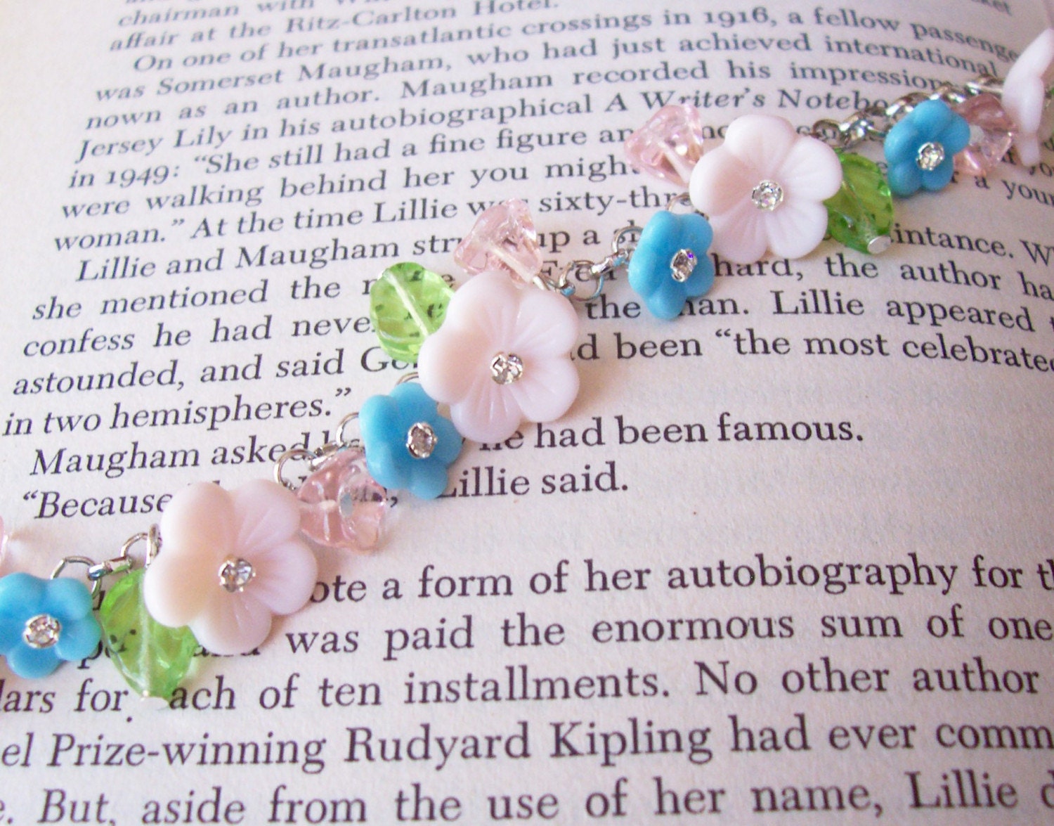 CLEARANCE SALE Charm Bracelet, Flora, Vintage Flowers, Glass Leaves, Jewelry by dspdavey on Etsy