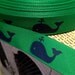 7/8" Preppy Navy WHALES on GREEN Grosgrain Ribbon sold by the yard