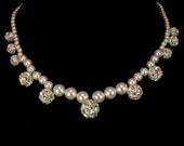 Bridal Necklace Swarovski Silver Ball Crystals Pearl Bria Free Shipping