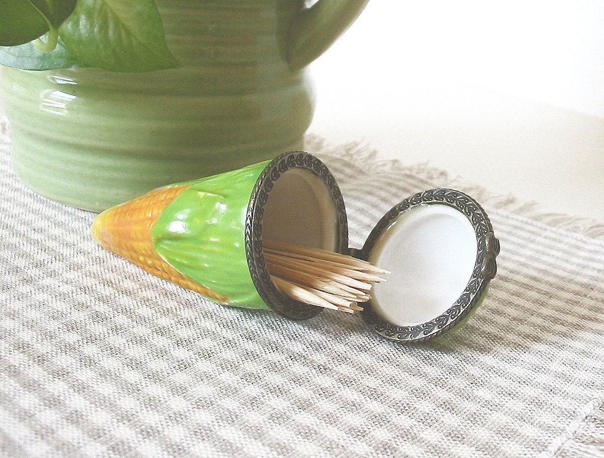 Vintage Porcelain Trinket Box LITTLE CORN
