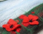 Fibre Art Poppy Needle Felting. Felt Flower. Yorkshire Dales. Poppy Felt "Painting" Picture. Red Flowers. Merino Wool.
