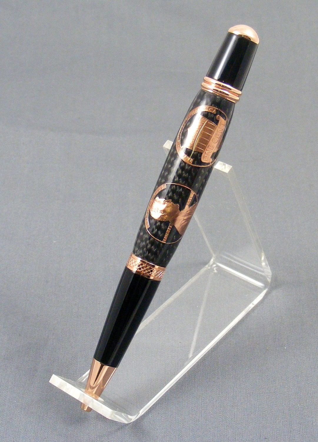 Real Copper Penny on Copper Twist Pen