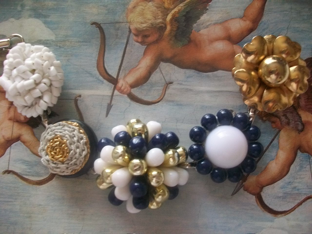 Anchors Aweigh Nautical Jewelry Vintage Bracelet Vintage Cluster Earring Assemblage Bracelet, Wedding Jewelry, Glee, Mad Men, Summer