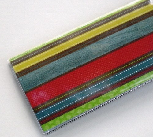 Checkbook Cover - Going Green Series - Basic Stripes Recycled Paper LAST ONE