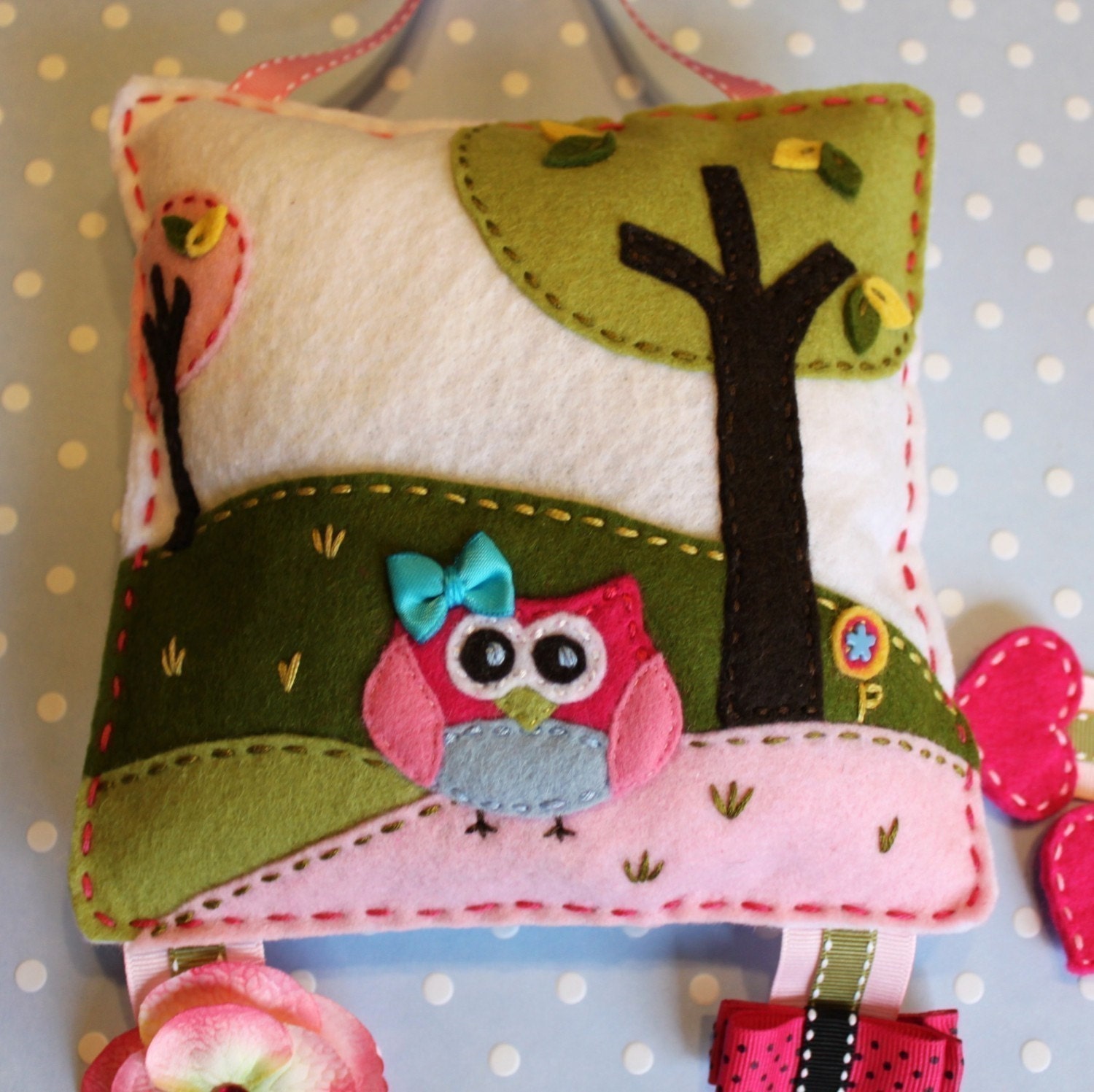 Owl felt hair clip bow holder, hair bowholder, clippie holder