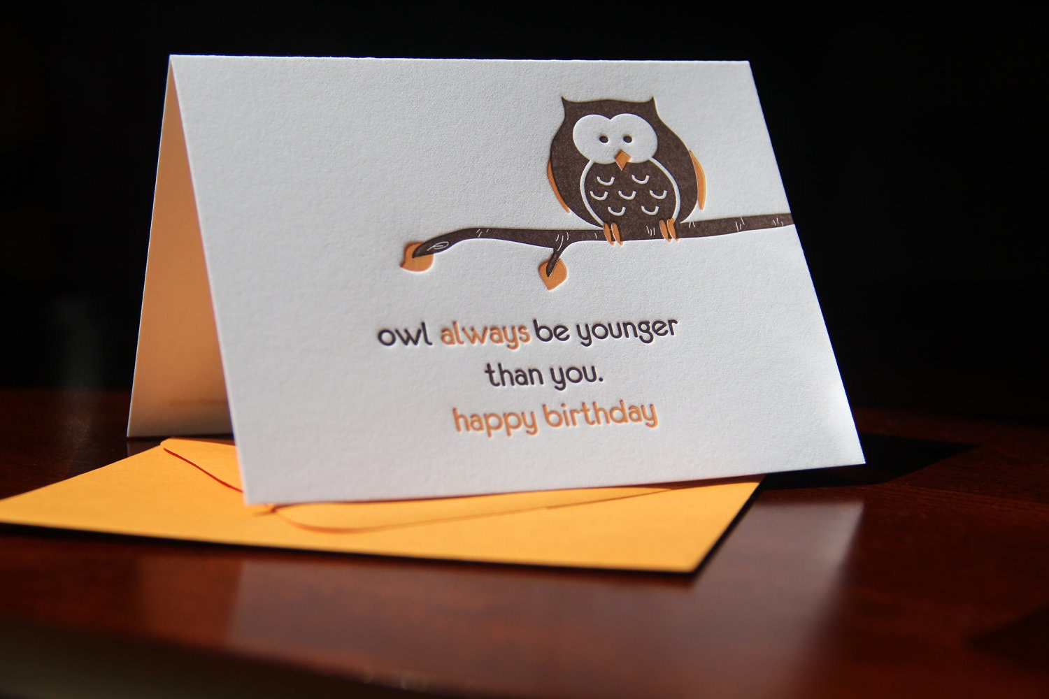 Letterpress Owl Birthday Card