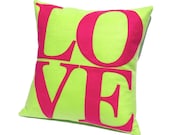 Pink and Green Love 18" Pillow Cover - Bright Home Decor