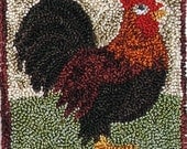 Rooster Punch Needle Pattern With Pre-Printed Weavers Cloth