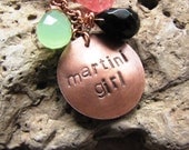 Martini Girl - Hand Stamped Copper Necklace